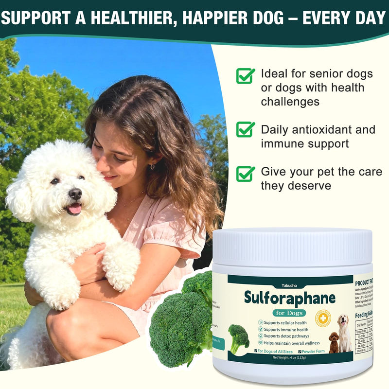 Sulforaphane Supplement for Dog, Sulforaphane Powder for Dogs, Promotes Sulforaphane Production, Cellular & Immune Function Support, Easy-to-Use Powder for Aging & Senior Dogs, 4Oz