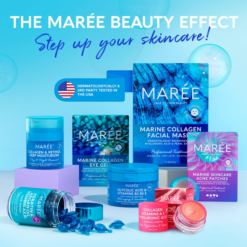MAREE Eye Gel Pads - Under Eye Wrinkle Patches for Puffy Eyes and Dark Circles with Natural Marine Collagen & Hyaluronic Acid - Anti-Aging Eye Mask for Face to Soothe Puffiness, Eye Bags and Wrinkles Eye Gels - BeesActive Australia