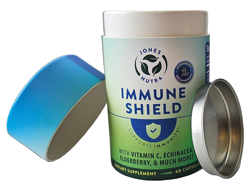 Immune Shield – Daily Nutrient & Botanical Blend with Vitamin C, Zinc, B6, Elderberry, Echinacea, Probiotic – 30-Day Supply