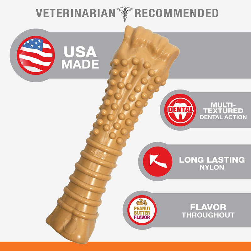 Nylabone Power Chew Textured Femur Bone Chew Toy for Dog, Indestructible Dog Toys for Aggressive Chewers Large Breed, Peanut Butter Flavor, X-Large/Souper (1 Count) X-Large/Souper (1 Count) - BeesActive Australia