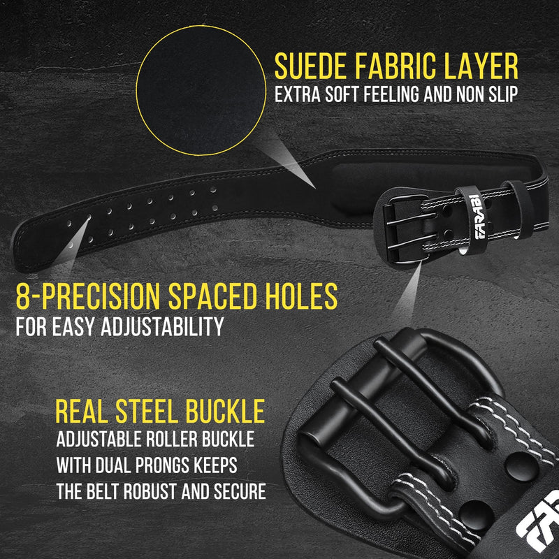 Farabi Sports Powerlifting Belt 100% Genuine Leather Weight Lifting Belt 4" wide Gym Belt Men and Women Weightlifting Belt for Gym Training Bodybuilding and Workout belt Black Small