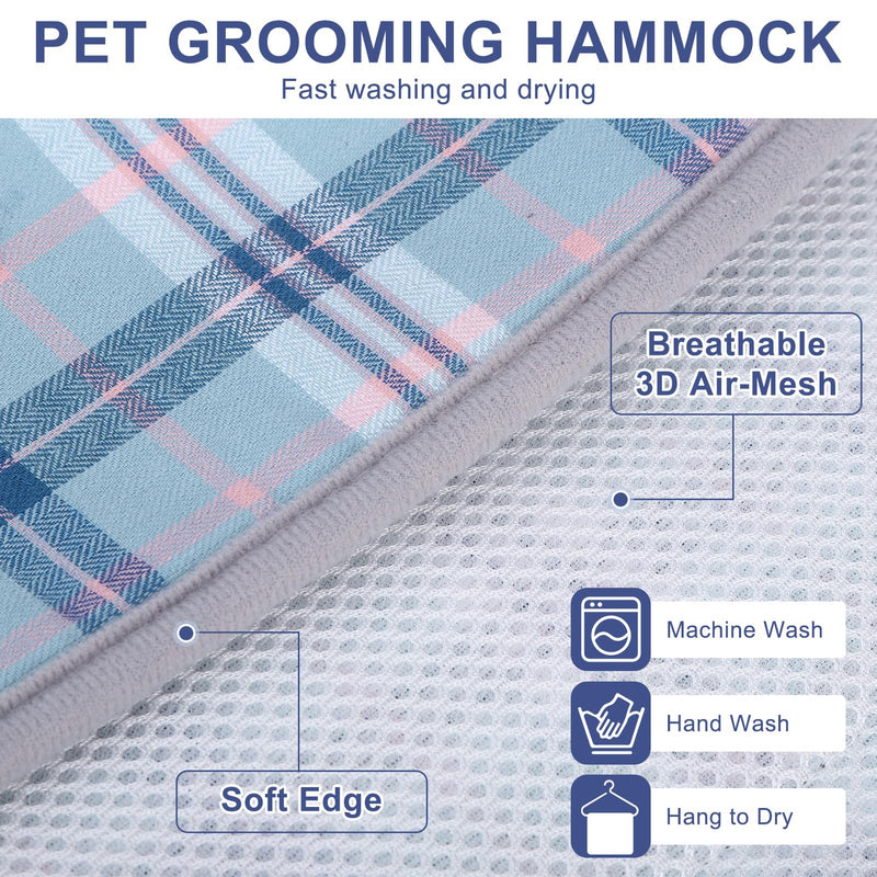 BEAUTYZOO Dog Grooming Hammock, Medium Dog Sling for Nail Trimming, Dog Hanging Harness for Claw Care with Thick Fabric Neck Support Wide Strap Restraint Cat Grooming Hammock, Blue L L (Leg Spacing: 10.6-15" / Max W: 60lbs)