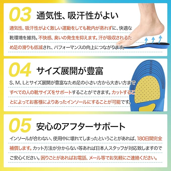 [Supervised by National Qualified Holders] Insole, Sports, Shock Absorption, Unisex, Adults and Children, Satipro (M (9.8 - 11.0 inches (25.0 - 28.0 cm), Blue/Yellow) - BeesActive Australia