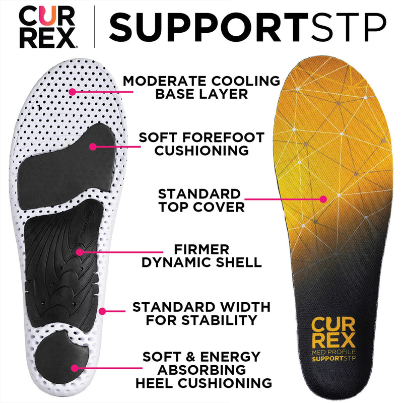 CURREX SupportSTP – Arch Support Insole w/Superior Cushioning & Airflow, Heavy Duty Shell for Less Fatigue – Comfort, Athletic, Casual and Work Shoe Inserts, Men & Women – High Arch, Medium M (Mens 7-8.5 / Womens 8.5-10) High Arch - Blue