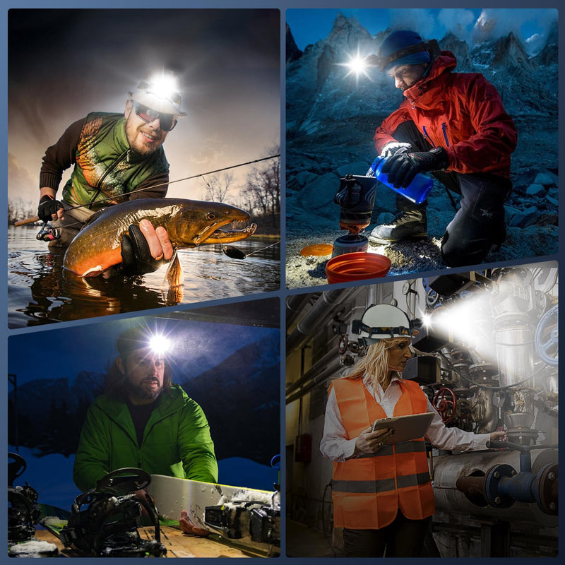 12 Modes 4000 Headlamp Motion Sensor Red Warning Z-oomable Energy Saving, More Than 95 Hour Standby Head Lamp, IP65 Waterproof and 125° Head Light for Camping Hiking Hunting Hardhat