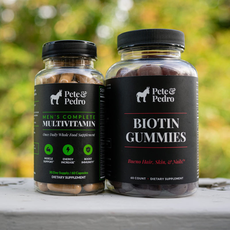 Pete & Pedro Biotin Gummies Supplements for Hair, Skin, Nails, 60 Count | Cherry-Flavored Hair Strengthening Biotin Gummies For Hair, Skin, And Nails With 5000mcg Per Serving, For Men & Women