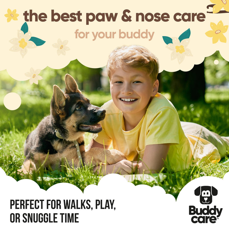 Buddycare Dog Paw & Nose Balm - Vanilla & Shea Butter | Protects & Repairs Dry, Cracked & Chapped Skin | Vegan & Cruelty-Free, Moisturises & Nourishes | Pocket Sized Grooming Accessory