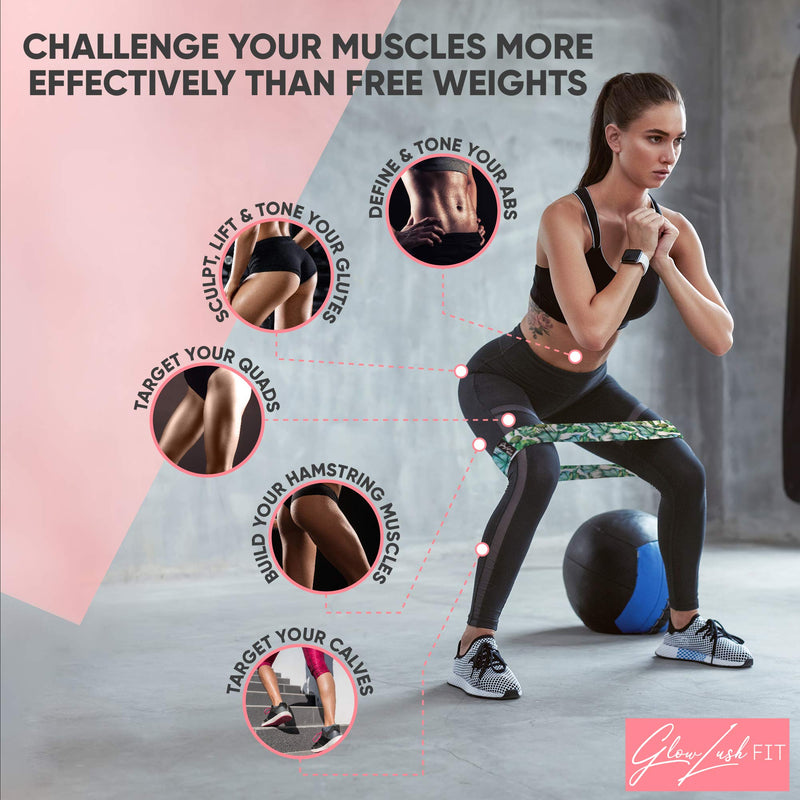 Fabric Resistance Bands Set of 3 - Premium Quality Resistance Booty Bands with Mesh Carry Bag - 3 Strength Levels - Non-Slip Anti-Rolling Design - Build Muscle, Burn Calories, Sculpt and Tone