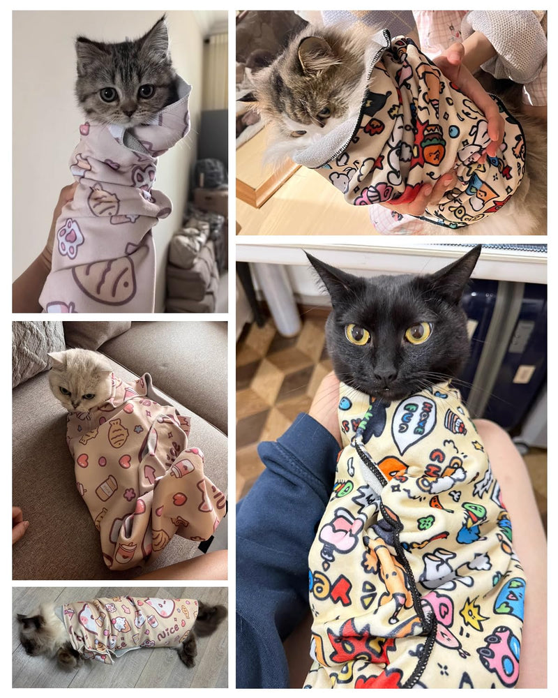 Large Size Grooming Blanket for Cats Pets, Restraint Wrap, Self-Adherent, Anti-Bite, Anti-Scratch, Anti-Escape Calming Wrap for Medicine, Nail Clipping (32 * 32inches) Pink Panda（32*32inches） - BeesActive Australia