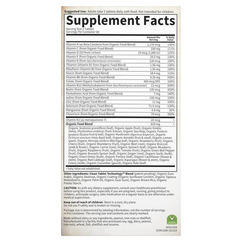 Garden of Life Organics Whole Food Multivitamin for Men, 120 Tablets, Vegan Mens Vitamins and Minerals for Health and Well-Being, Certified Organic Vegan Multi | Prostate Support, B12 & Vitamins - Vegan Daily Whole Food Multivitamin, Non-GMO, Certified...