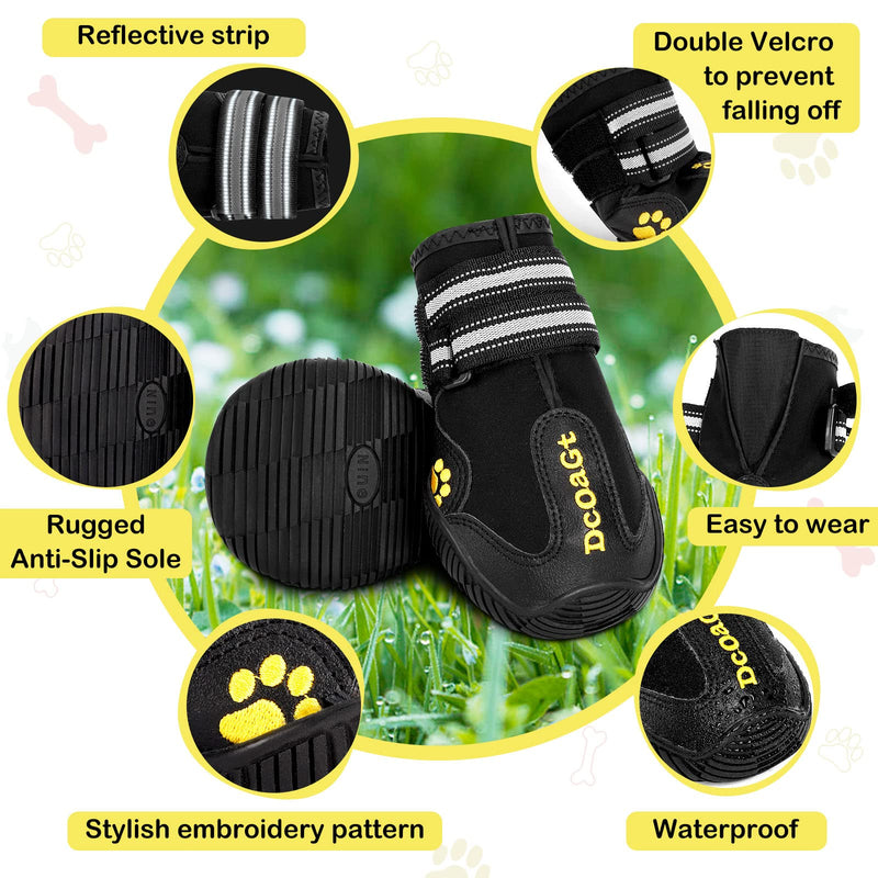 DcOaGt Dog Shoes for Large Dogs XXL, Waterproof Dog Boots with Anti-Slip Sole Breathable Reflective Paw Protectors Booties for Hot Pavement Summer Winter Snow Hiking Walking 4PCS(Size 9) Black Size 9:Width 3.18-3.40 inch(Pack of 4) - BeesActive Australia