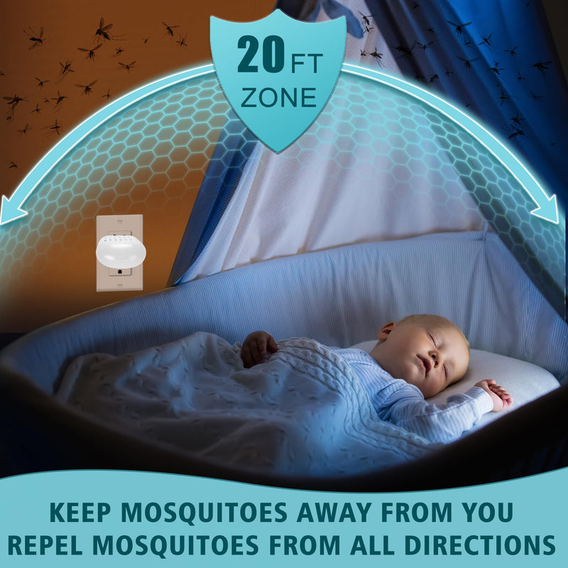 Mosquito Repeller,Mosquito Repellent Plug in Wall Outlet,Included 10 Pcs Refill,DEET-Free, Highly Effective for Home, Bedroom, Office, Kitchen,Camping, Travel White - BeesActive Australia