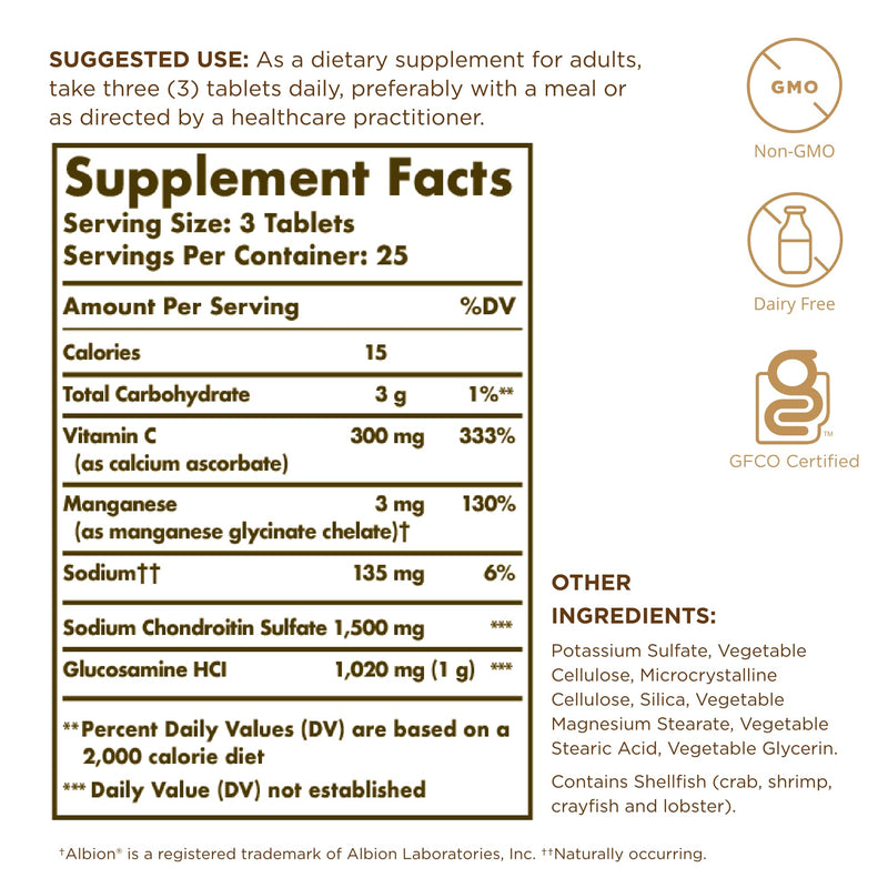 Solgar – Extra Strength Glucosamine Chondroitin Complex, 75 Tablets 75 Count (Pack of 1)