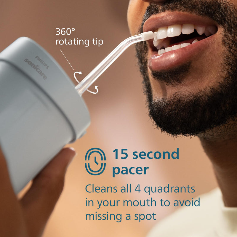 Philips Sonicare Compact Flosser 1000, Portable Water Flosser with 3 Flossing Modes, IPX7 Waterproof Oral Irrigator, Travel Friendly, Blue, Model HX3333/24 - BeesActive Australia