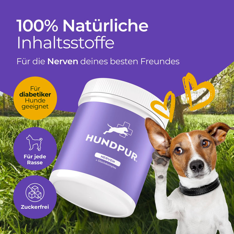 Hundpur Nerves 300 g - Pellets for dogs against stress and anxiety - with St. John's wort, lavender and magnesium - strengthening the dog's nerves - Made in Germany - BeesActive Australia