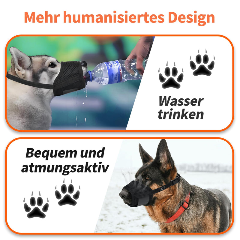 AMATHINGS dog muzzle size: XL, black, nylon, adjustable, breathable, bite protection, prevents chewing and barking, drinking possible - BeesActive Australia