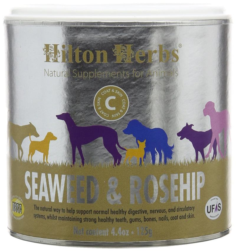 Hilton Herbs Seaweed & Rosehip Natural Dog Supplement. 100% Natural Ingredients. Daily Nutrition and Dental Care for Dogs. Help Fight Against Plaque and Combat Bad Breath. 125 g
