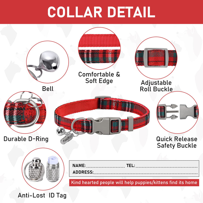 GAMUDA Small Dog Harness Collar and Leash Set, Step in No Chock No Pull Soft Mesh Adjustable Dog Vest Harnesses Plaid Reflective for Dogs Puppy Cats Kitten Rabbit (Red, S) Red - BeesActive Australia