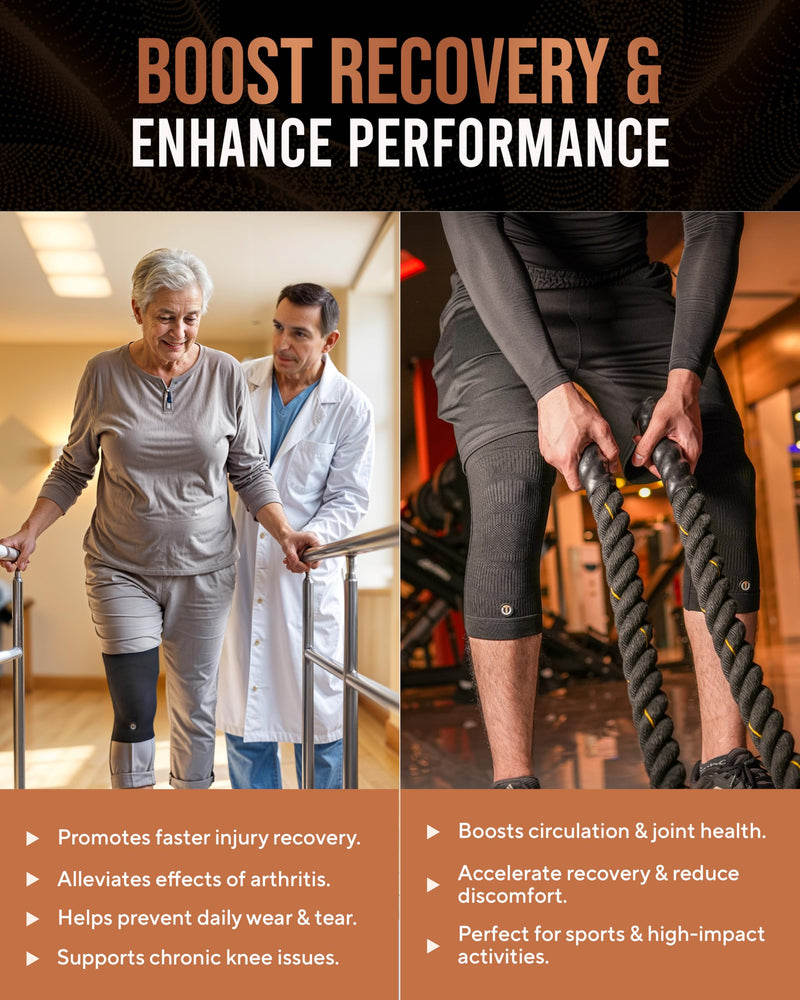 TheraCopper Copper Knee Brace for Men & Women (2 Pack) — Non-Slip Compression Copper Knee Sleeve for Arthritis, Knees Pain Relief, Swelling, Anti inflammatory and Recovery Support (Large) Large
