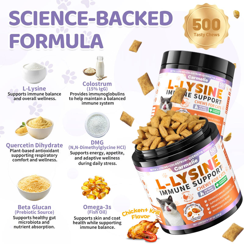 Dog Yeast Relief Drops & Cat Lysine Chews Bundle – Yeast & Itch Relief for Dogs + Immune & Respiratory Support Chews for Cats