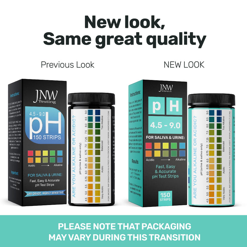 pH Test Strips for Urine and Saliva - 150 Litmus Paper pH Test Strips with Ebook, Quick & Easy pH Level Testing from 4.5-9.0, Ultimate Acidity Test Kit from JNW Direct 4.5-9 pH Test Strips