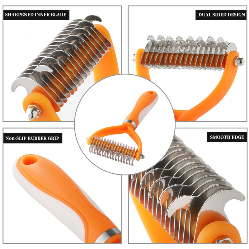 Pet Grooming Brush and Self Cleaning Slicker Brush, Dog Brush Cat Brush for Shedding, Undercoat Rake for Dogs & Cats, Deshedding Dematting Brush for Dogs & Cats, Brushes for Long Haired Pets - BeesActive Australia