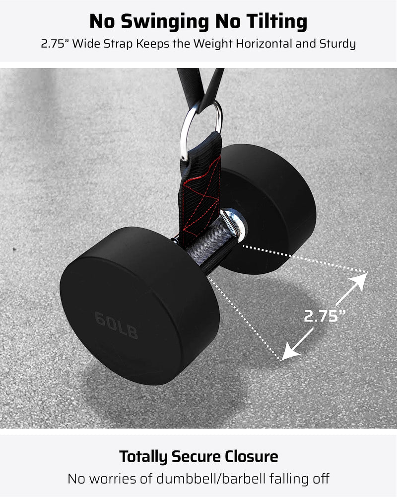 Dumbbell & Barbell Loading Straps | Attachment Straps for Dips, Pullups, Squats | Ultra Strong, Heavy Duty & Secured | Attach any Dumbbell & Barbell to any Dip Belt | 8” & 6” Straps Included