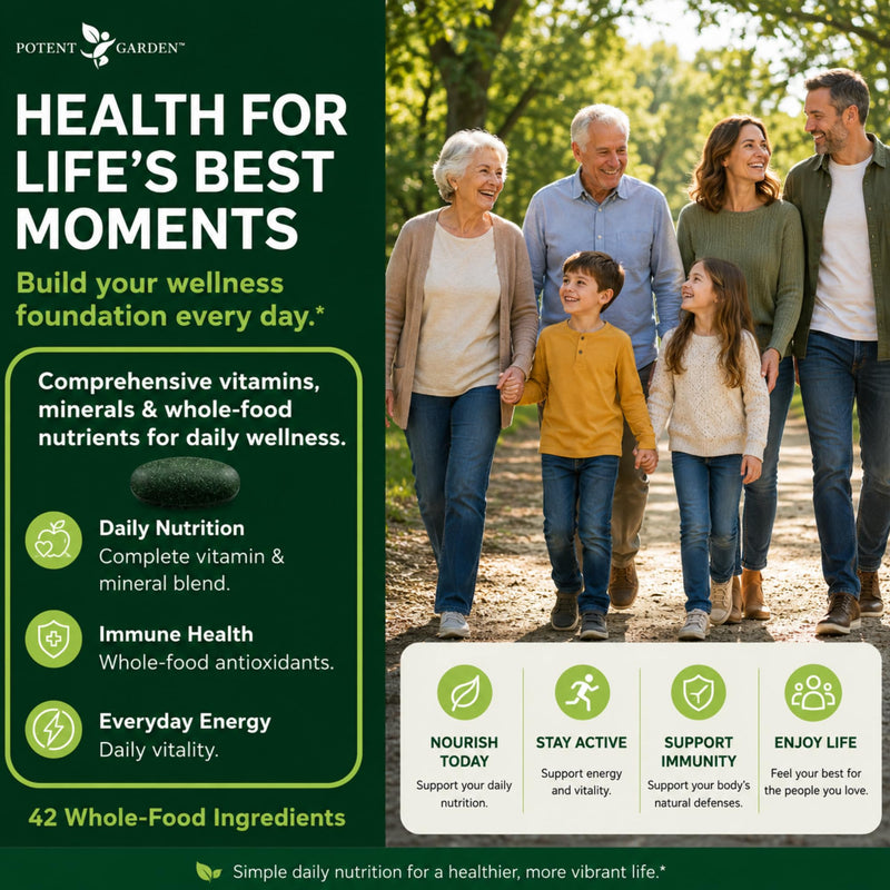 Potent Garden Multivitamin for Men & Women – 42 Fruits & Vegetables, Probiotics & Enzymes, Daily Whole Food Supplement for Energy, Immune Support & Digestion, Non-GMO, 90 Tablets