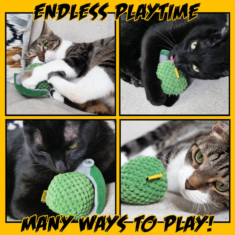 Cat Toys TNT and Grenade Value 2-Pack, Catnip Toys for Cats of All Breeds, Cat Toys for Indoor Cats, Kitten Toys, Action Themed Fun with Crinkle, Jingle Sound and Feathers for Kicking, Biting, Chewing - BeesActive Australia