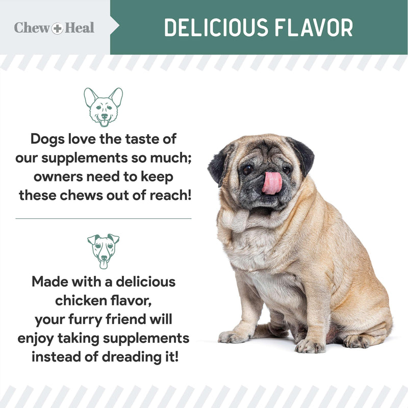 Glucosamine for Dogs Hip and Joint Supplement - 120 Soft Chews for Senior Dogs with Glucosamine, Chondroitin, MSM, Vitamin C, and Omegas - for Mobility, Cartilage, and Joint Health Chicken - BeesActive Australia