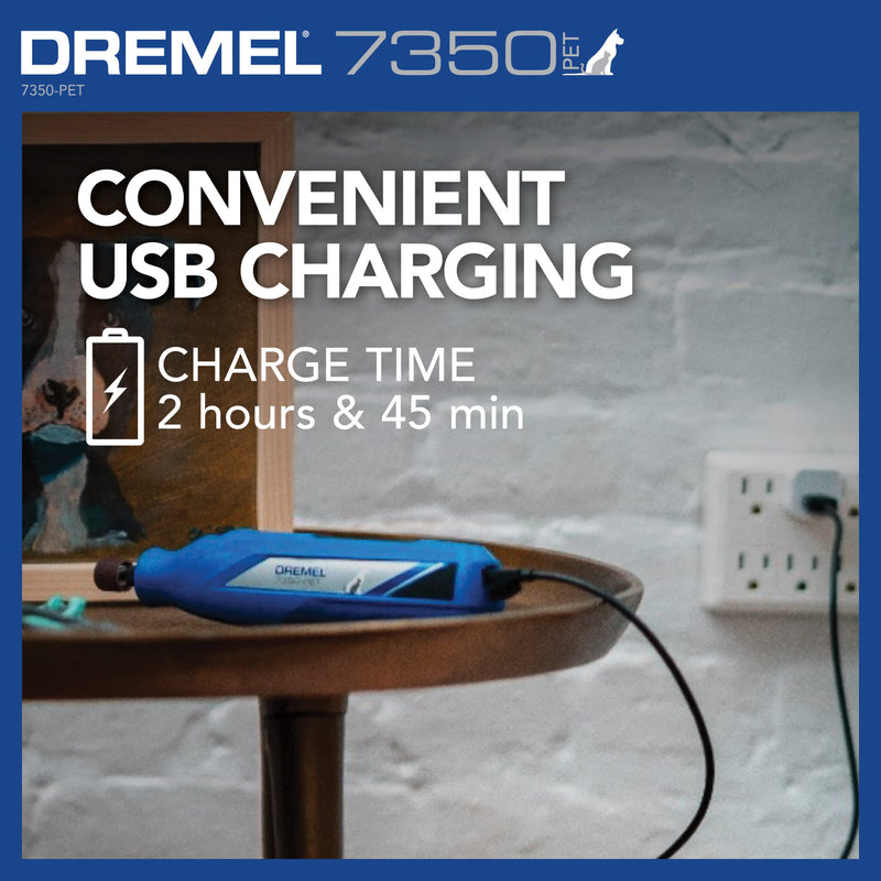 Dremel 7350-PET 4V Pet & Dog Nail Grinder, Easy-To-Use & Safe Nail Trimmer, Professional Pet Grooming Kit - Works on Large, Medium, Small Dogs & Cats New Model w/ 4 Sanding Bands