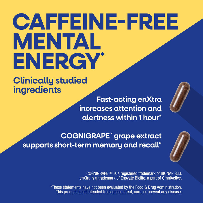 Nature's Way Alive! Cognitive, Supports Focus, Attention, Alertness*, 60 ct | Reduces Fatigue*, Caffeine Free, Mental Energy Support*, Clinically Studied Ingredients, Vegan, Dairy-Free, Gluten-Free