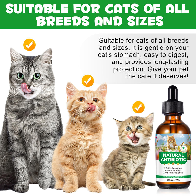 Antibiotics for Cats, Natural Antibiotic Drops Supports Immune & Allergy & Itch Relief, Vitamins Herbal Supplement, Pet Supplies Cats UTI Antibiotics, Chicken Flavor - 2 fl oz / 60ml