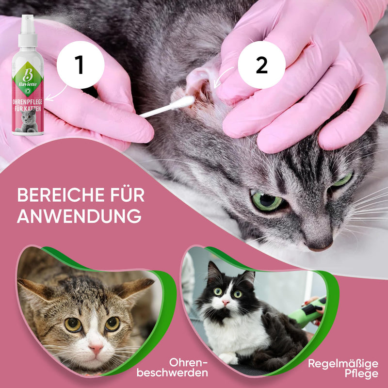 Baviette Cat Care Set: (300x) Probiotic Ear Care Spray for Cats - Natural Ear Cleaner & Earwax Remover, Effective for Inflammation (Ear Care) Ear Care 100ml - BeesActive Australia