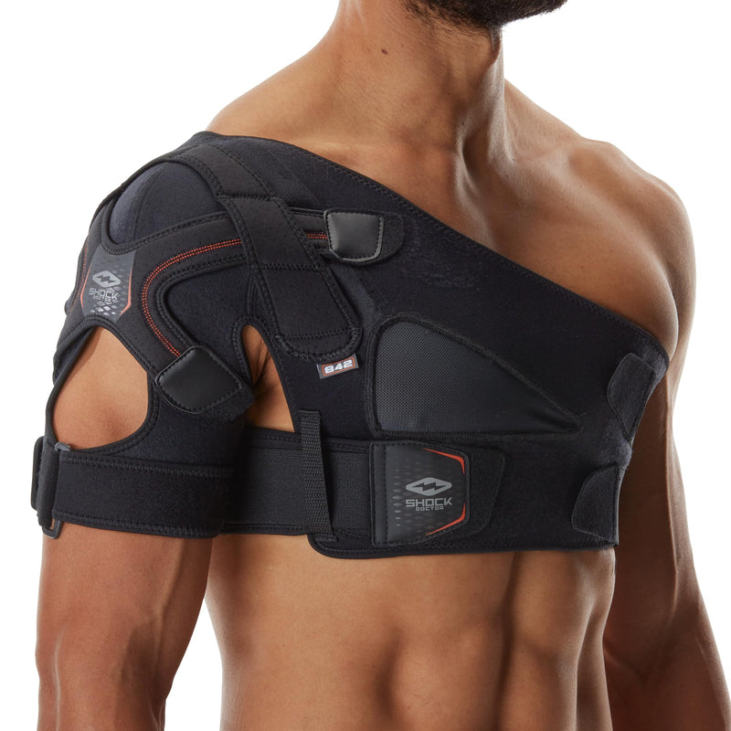 Shock Doctor Shoulder Brace for Men, Shoulder Support Brace, Prevents & Promotes Healing from AC Sprains, Rotator Cuff Shoulder Brace & Moderate Separations, Rotator Cuff Support Brace Small / Medium Black - BeesActive Australia