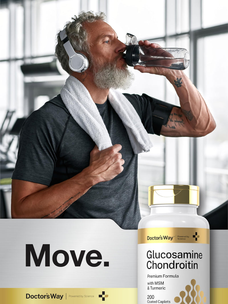 Doctor's Way Glucosamine Chondroitin MSM Turmeric | 200 Caplets | Advanced Support Complex | Non-GMO, Gluten Free Supplement - BeesActive Australia