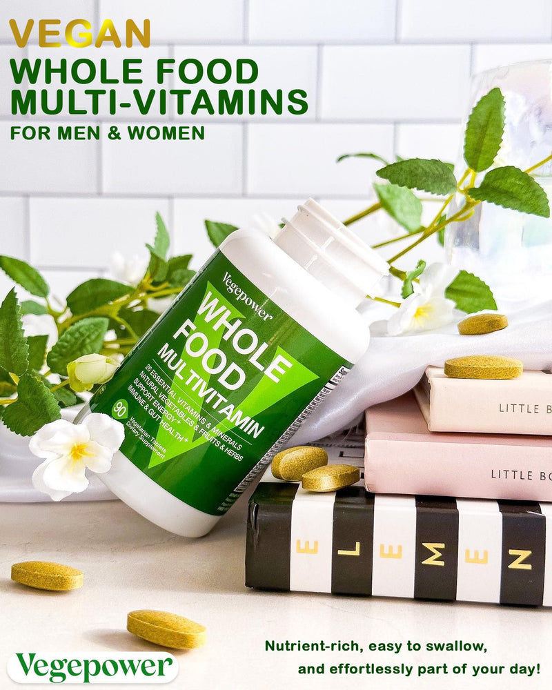 Vegan Whole Food Multivitamins with Iron, 90 Tablets | Daily Multivitamin for Men and Women, Methylated Vitamins, B-Complex, Fruits & Vegetables, Enzymes, Omegas, Mushroom, Non-GMO 90 Count (Pack of 1)
