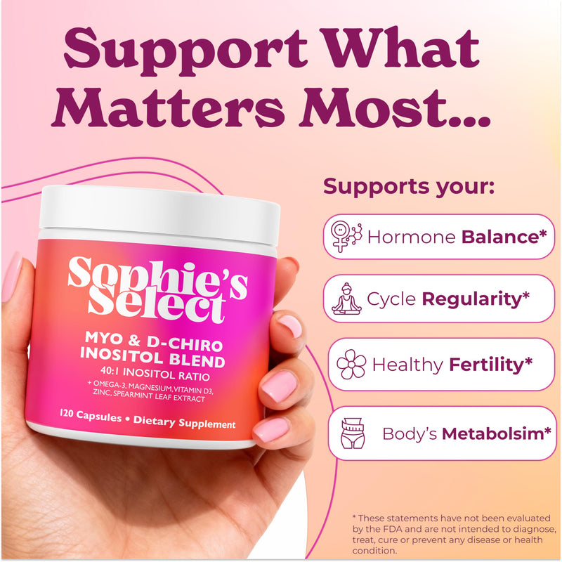 Myo-Inositol & D-Chiro Inositol 2000 mg per Serving - Inositol Supplement for Women 40:1 Formula with Spearmint, Vitamin D3, Zinc & Magnesium - Hormone Balance, Ovarian Support - 120 Capsules 3 Packs 360 Count (Pack of 3)