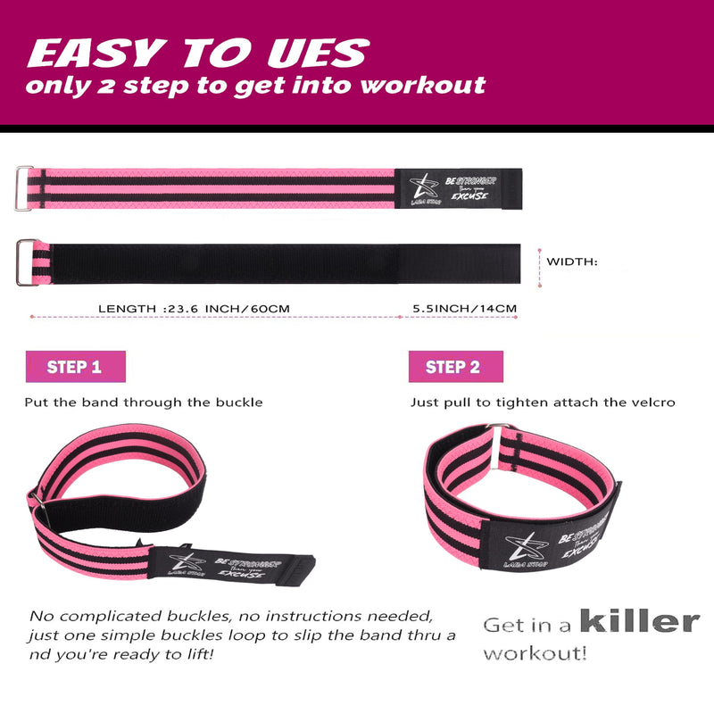 BFR Occlusion Bands for Women Glutes,Blood Flow Restriction Bands for Legs, Butt & Hip Building, Workouts, Best Fabric Resistance Bands for Squat Butt & Thigh Black&Pink - BeesActive Australia
