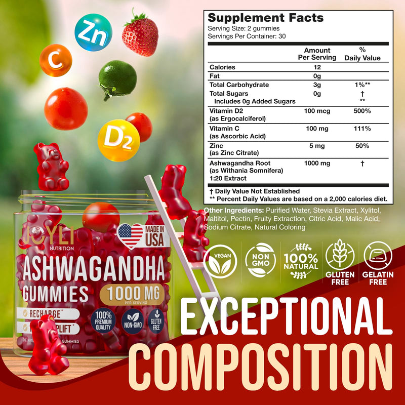 [2 Pack] Ashwagandha Gummies for Women & Men — Natural Soothing Gummies with Pure Ashwagandha Root Extract Vitamin C Zinc — Ashwagandha Supplements for Focus & Rest — 120 Sugar Free Chews 60 Count (Pack of 2)