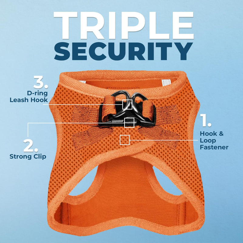 Voyager Step-In Air Dog Harness by Best Pet Supplies - All Weather Mesh Step in Vest Harness for Small and Medium Dogs, Orange, size XS - Chest 33-37 cm Orange (matching hem) XS (Chest: 13 - 14.5") - BeesActive Australia