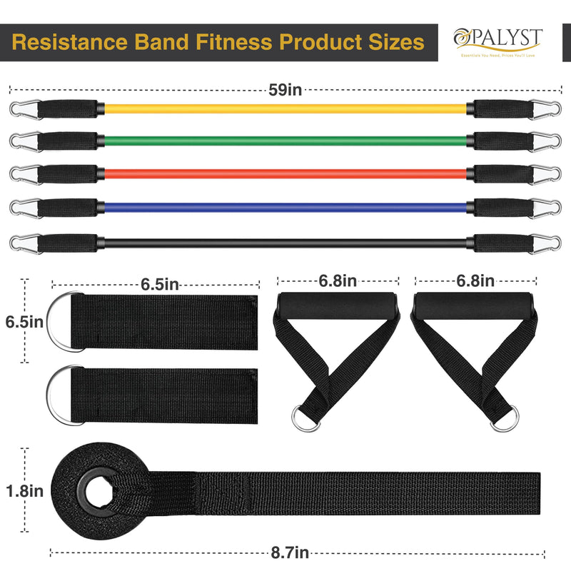11pcs Resistance Band Set for Home Gym – Heavy Duty Exercise Tube Bands with Handles, Door Anchor & Ankle Straps – Full Body Workout Equipment for Strength Training, Yoga, Pilates, Physical Therapy