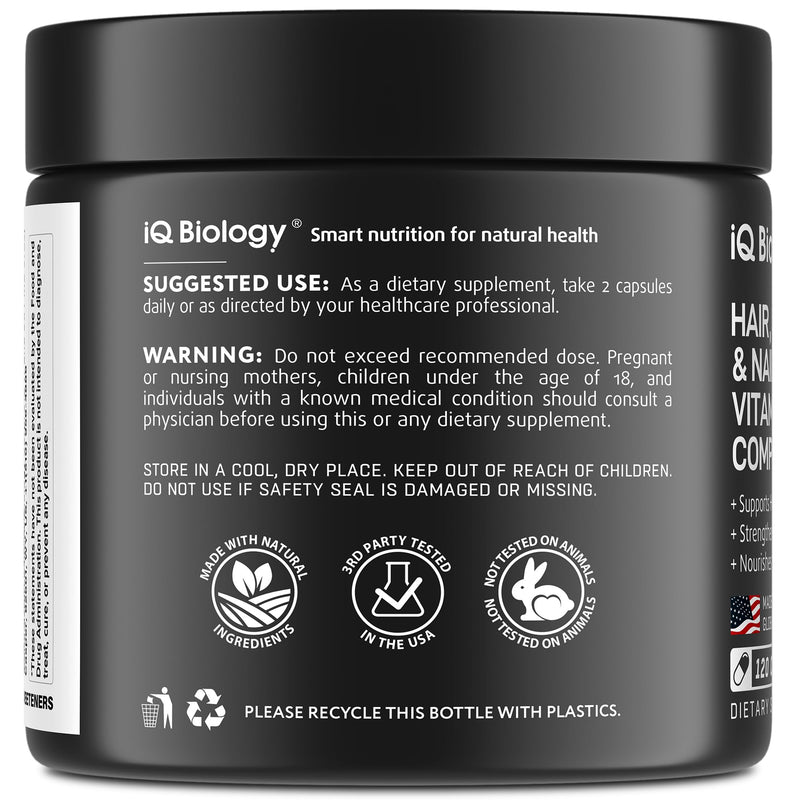 Biotin 10,000 mcg Supplement - Hair Growth Support for Women & Men, 120 pcs | Hair Skin and Nail Vitamins with Keratin, Collagen, Hyaluronic Acid & Vitamin B Complex - 30,000 mcg Hair Vitamins Complex 120 Count (Pack of 1)
