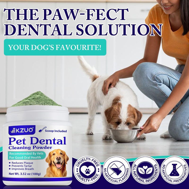 Dog Teeth Cleaning Powder - Dog Dental Powder - Dog Breath Freshener - Targets Tartar & Reduces Plaque & Bad Breath - Teeth Cleaning Made Easy Eliminate - Formulated for Small, Medium, Large Dogs white - BeesActive Australia