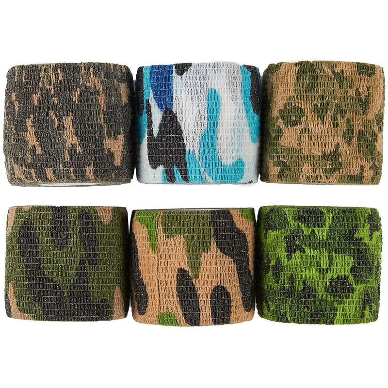 Juvale 12-Rolls Self Adhesive Bandage Wrap, Vet Tape - 2 in x 5 Yds Breathable, Elastic Cohesive Wrap Tape for Wrist, Swelling, Sports, Tattoo (Camo Designs)