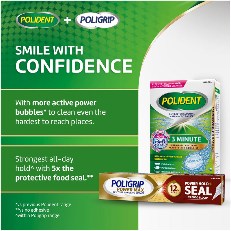 Poligrip Power Hold Plus Seal Denture Adhesive Cream, 2.2 oz (4 Pack)