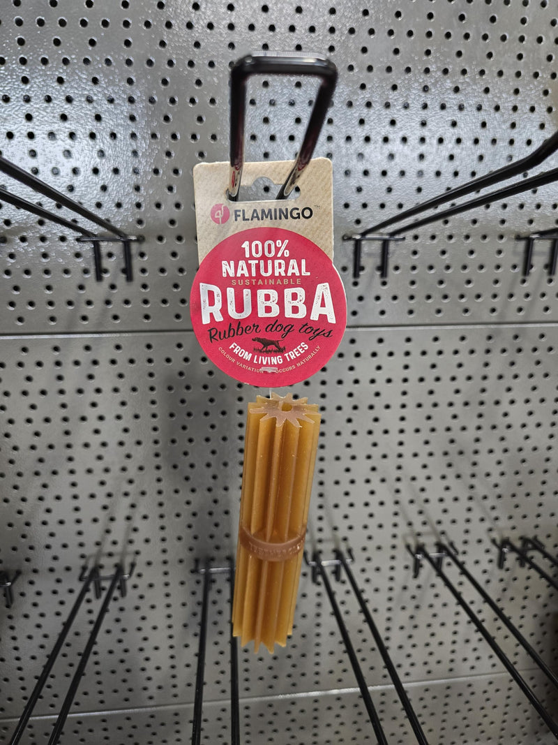 Flamingo Rubba Dog Toy Stick - Brown, Made of Natural Rubber, Robust and Safe, 14.8 x 3.5 x 3.5 cm, Ideal for Beagle, Cocker Spaniel, Jack Russell, Shiba Inu etc. Brown stick - BeesActive Australia