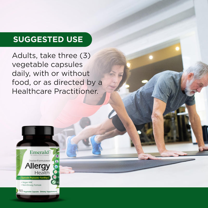 EMERALD LABS Allergy Health, 90 Capsules (30 Servings) | Non-Drowsy Allergy Support Supplement with Clinical Potency, For Pollen & Dander, Quercetin Phytosome & NAC, Non-GMO & Vegan