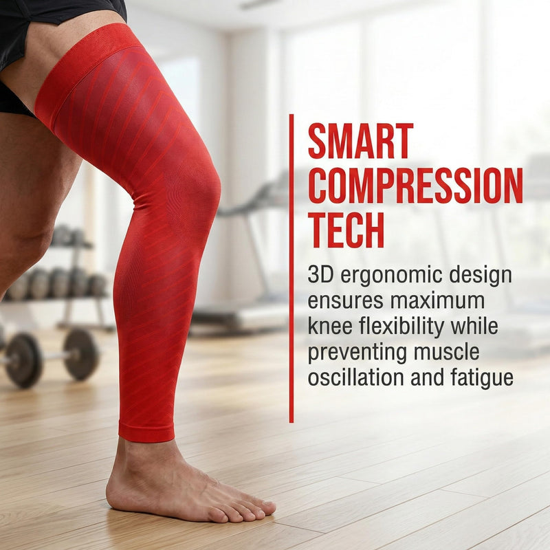 MGANG Full Leg Compression Sleeves for Men & Women, Thigh High 20-30mmHg Graduated Compression Stockings for Thigh Calf Knee Support, Pain, Swelling, Varicose Veins, Running, Sports, 1 Pair, Red XL X-Large - BeesActive Australia
