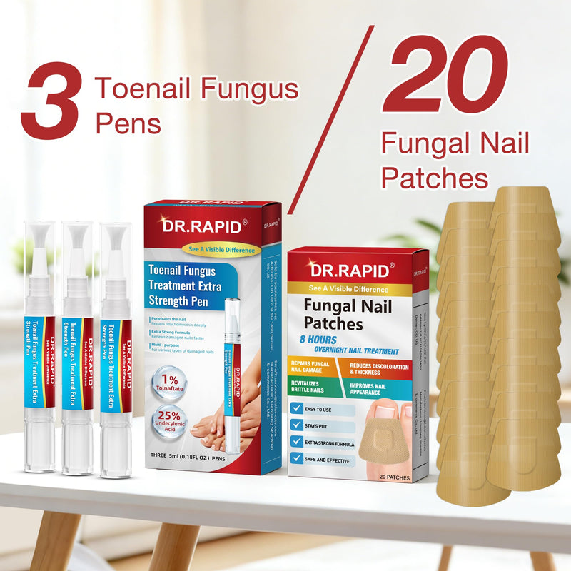 Toenail Fungus Treatment Extra Strength - Toenail Fungus Treatment Pen & Fungal Nail Patches, Day and Night Fungal Nail Treatment Set Ideal for Nail Repair for Damaged Nails Toenail Fungus - BeesActive Australia